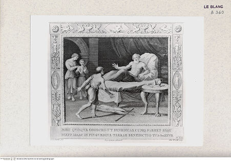 Vorderseite von Istituto Nazionale per la Grafica, Calcografia [http://creativecommons.org/publicdomain/mark/1.0/] "Picturae Peristyli Vaticani...1790"Esau erbittet von Isaak seinen Segen; (Bl. 20) - , bh360553. Foto.