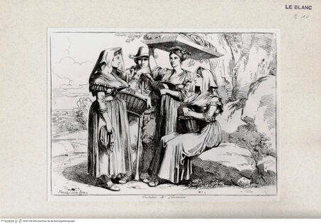 Vorderseite von Bibliotheca Hertziana [http://creativecommons.org/publicdomain/mark/1.0/] Nuova raccolta di cinquanta costumi de' contorni di Roma compresi diversi fatti di briganti : cominciati l'anno 1819, compiti nel 1822 / disegnati ed incisi all'acqua forte da Bartolomeo Pinelli, Roma : Gio. Scudellari, 1823Kostüme aus Genzano; tav.[17] - , bh361390. Foto.