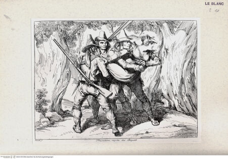 Vorderseite von Bibliotheca Hertziana [http://creativecommons.org/publicdomain/mark/1.0/] Nuova raccolta di cinquanta costumi de' contorni di Roma compresi diversi fatti di briganti : cominciati l'anno 1819, compiti nel 1822 / disegnati ed incisi all'acqua forte da Bartolomeo Pinelli, Roma : Gio. Scudellari, 1823Frau aus Frascati wird von Briganten entführt; tav. [46] - , bh361393. Foto.