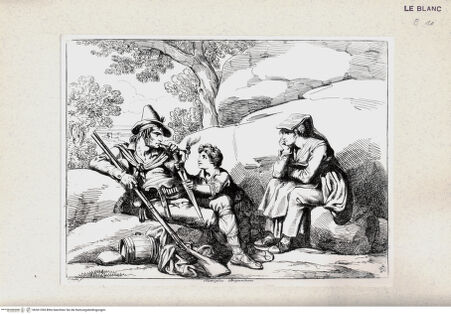 Vorderseite von Bibliotheca Hertziana [http://creativecommons.org/publicdomain/mark/1.0/] Nuova raccolta di cinquanta costumi de' contorni di Roma compresi diversi fatti di briganti : cominciati l'anno 1819, compiti nel 1822 / disegnati ed incisi all'acqua forte da Bartolomeo Pinelli, Roma : Gio. Scudellari, 1823Brigantenfamilie; tav. [47] - , bh361394. Foto.