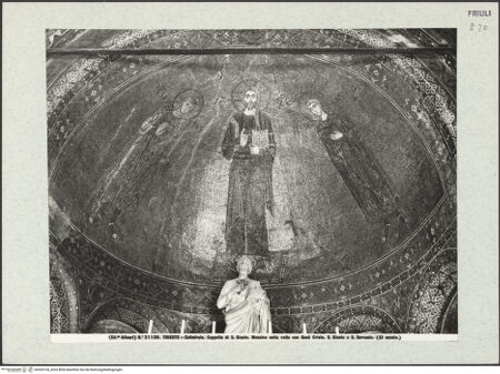 Vorderseite von Alinari [https://www.deutsche-digitale-bibliothek.de/content/lizenzen/rv-ez/] Christus zwischen den heiligen Justus und Servolus - Gesamtansicht, bh365154_recto. Foto.