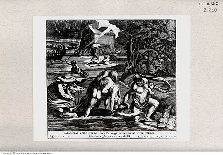 Vorderseite von Istituto Nazionale per la Grafica, Calcografia [http://creativecommons.org/publicdomain/mark/1.0/] "Imagines Veteris ac Novi Testamenti", Serie der biblischen Geschichten nach RaffaelDie Sintflut (Bl 10) - , bh365691. Foto.