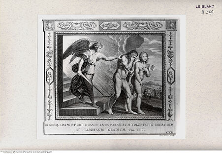 Vorderseite von Istituto Nazionale per la Grafica, Calcografia [http://creativecommons.org/publicdomain/mark/1.0/] "Picturae Peristyli Vaticani...1790"Die Vertreibung aus dem Paradies; (Bl. 7) - , bh365701. Foto.