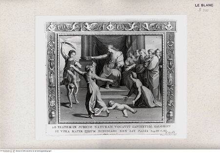 Vorderseite von Istituto Nazionale per la Grafica, Calcografia [http://creativecommons.org/publicdomain/mark/1.0/] "Picturae Peristyli Vaticani...1790"Das Urteil Salomons (Bl. 46) - , bh365702. Foto.