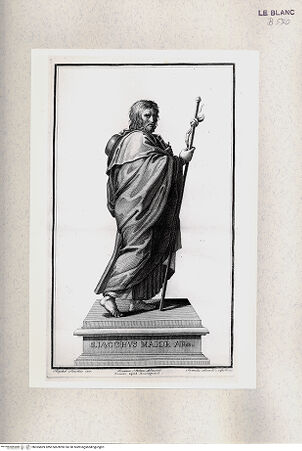 Vorderseite von Istituto Nazionale per la Grafica [http://creativecommons.org/publicdomain/mark/1.0/] Serie der 12 ApostelDer Heilige Jacobus Maior - , bh365869. Foto.