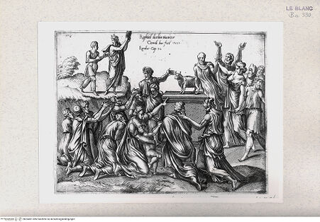 Vorderseite von Istituto Nazionale per la Grafica [http://creativecommons.org/publicdomain/mark/1.0/] Die Anbetung des Goldenen Kalbs (Vatikan. Loggien) - , bh365881. Foto.