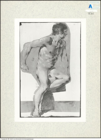 Vorderseite von Réunion des Musées Nationaux [https://www.deutsche-digitale-bibliothek.de/content/lizenzen/rv-ez/] Figurenstudie, sitzender Mann - , bh366075_recto. Foto.