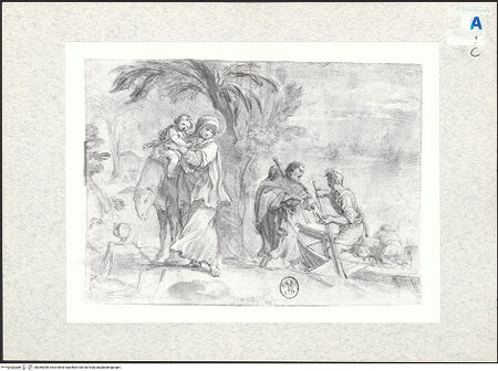 Vorderseite von Réunion des Musées Nationaux [https://www.deutsche-digitale-bibliothek.de/content/lizenzen/rv-ez/] Die Flucht nach Ägypten - spiegelverkehrt, bh366098_recto. Foto.