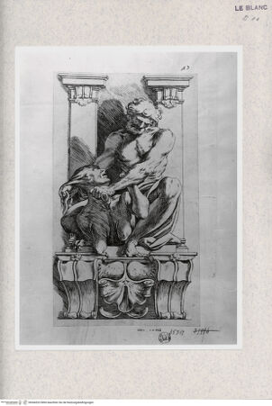 Vorderseite von Istituto Nazionale per la Grafica [http://creativecommons.org/publicdomain/mark/1.0/] "Storie di Enea"Ein Mann unterwirft eine Harpyie - , bh366523. Foto.