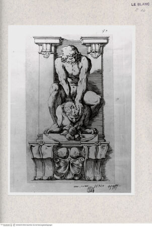 Vorderseite von Istituto Nazionale per la Grafica [http://creativecommons.org/publicdomain/mark/1.0/] "Storie di Enea"Ein Mann unterwirft eine Harpyie - , bh366525. Foto.