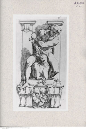 Vorderseite von Istituto Nazionale per la Grafica [http://creativecommons.org/publicdomain/mark/1.0/] "Storie di Enea"Ein Mann unterwirft eine Harpyie - , bh366527. Foto.