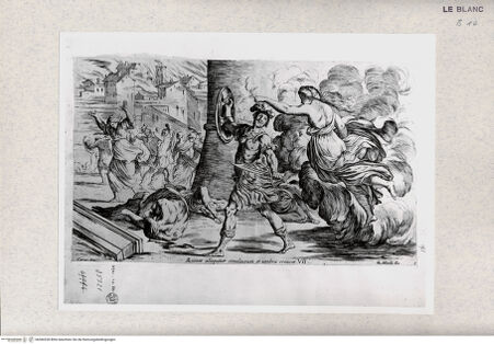 Vorderseite von Istituto Nazionale per la Grafica [http://creativecommons.org/publicdomain/mark/1.0/] "Storie di Enea"Aeneas und der Schatten Creusas (Bl. VII) - , bh366528. Foto.