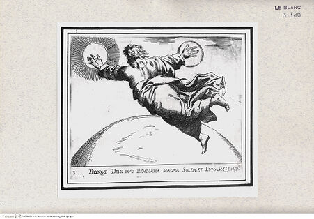 Vorderseite von Istituto Nazionale per la Grafica [http://creativecommons.org/publicdomain/mark/1.0/] "Historia del Testamento Vecchio dipinta in Roma nel Vaticano da Raffaello di Urbino"... 1613Gott erschafft die Gestirne - , bh366536. Foto.