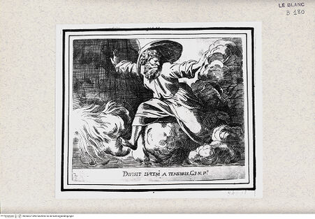 Vorderseite von Istituto Nazionale per la Grafica [http://creativecommons.org/publicdomain/mark/1.0/] "Historia del Testamento Vecchio dipinta in Roma nel Vaticano da Raffaello di Urbino"... 1613Gott scheidet Licht und Finsternis - , bh366537. Foto.