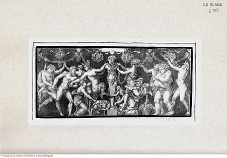 Vorderseite von  [http://creativecommons.org/publicdomain/mark/1.0/] Faune und Bacchanten bringen dem Priapus ein Opfer - , bh366602. Foto.