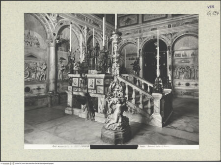 Vorderseite von Alinari [https://www.deutsche-digitale-bibliothek.de/content/lizenzen/rv-ez/] Sant'AntonioLinker Querhausarm (Cappella dell'Arca del Santo) - Innenansicht der Kapelle von Sant'Antonio, bh366761_recto. Foto.