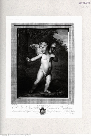 Vorderseite von  [http://creativecommons.org/publicdomain/mark/1.0/] Fackeltragender Putto (Ausschnitt aus "Clytia") - , bh367066. Foto.
