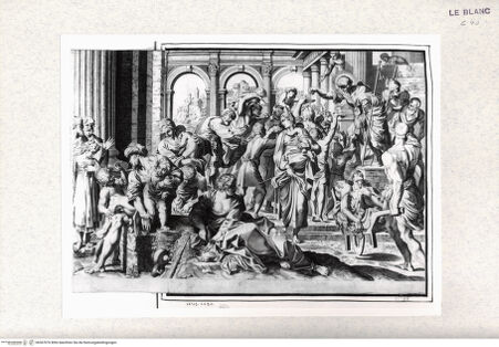 Vorderseite von  [http://creativecommons.org/publicdomain/mark/1.0/] Der Heilige Rochus verteilt Almosen an die Armen - , bh367076. Foto.