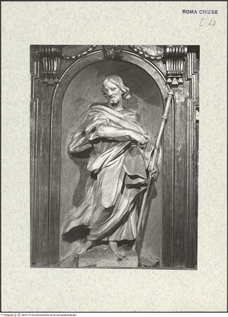 Vorderseite von ICCD [https://www.deutsche-digitale-bibliothek.de/content/lizenzen/rv-ez/] Figuren aus der Heiligen Sippe oder Sibyllen und HeiligeDer heilige Joseph? - Frontalansicht ohne Ädikula, bh367179_recto. Foto.