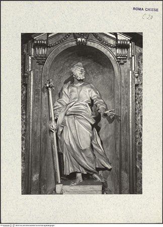 Vorderseite von ICCD [https://www.deutsche-digitale-bibliothek.de/content/lizenzen/rv-ez/] Figuren aus der Heiligen Sippe oder Sibyllen und HeiligeDer heilige Joachim? - Frontalansicht ohne Ädikula, bh367185_recto. Foto.