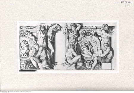 Vorderseite von Istituto Nazionale per la Grafica [http://creativecommons.org/publicdomain/mark/1.0/] Galeria nel Palazzo Farnese di Roma...Salmakis und Hermaphroditos; Cupido und Pan (Bl. 14) - , bh367303. Foto.