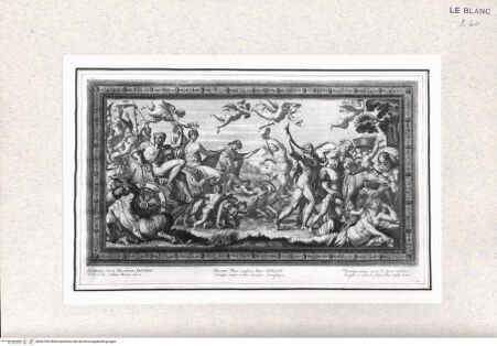 Vorderseite von  [http://creativecommons.org/publicdomain/mark/1.0/] Galleriae Farnesianae icones ... ab a. Carracio ... expressae ...das ist Abbildungen und Bilder in der Farnesische Galerie ...Der Triumph von Bacchus und Ariadne (Bl 12) - , bh367305. Foto.