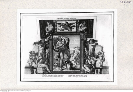 Vorderseite von  [http://creativecommons.org/publicdomain/mark/1.0/] Galleriae Farnesianae icones ... ab a. Carracio ... expressae ...das ist Abbildungen und Bilder in der Farnesische Galerie ...Wanddekoration mit Polypheum und Acis - , bh367306. Foto.