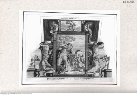 Vorderseite von  [http://creativecommons.org/publicdomain/mark/1.0/] Galleriae Farnesianae icones ... ab a. Carracio ... expressae ...das ist Abbildungen und Bilder in der Farnesische Galerie ...Wanddekoration mit Polyphem und Galathea - , bh367308. Foto.