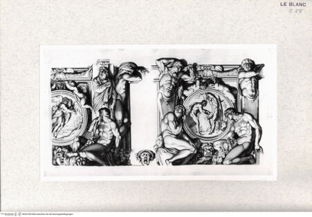 Vorderseite von  [http://creativecommons.org/publicdomain/mark/1.0/] "Gallérie que l'eccélent Annibal Carrache a peinte a Rome dans le Palais de Farnese"; Nachstiche nach Carlo Cesios Stichserie nach den Fresken Annibale Carraccis in der Galerie des Palazzo Farnese, RomBoreas und Oreithyia; Marsyas und Apoll - , bh367309. Foto.