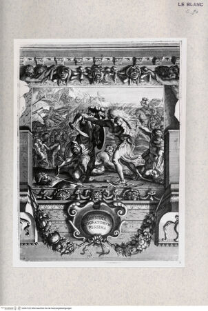 Vorderseite von  [http://creativecommons.org/publicdomain/mark/1.0/] "Storie di Romolo e Remo"Die Schlacht der Römer und der Sabiner (Bl. 9) - , bh367322. Foto.