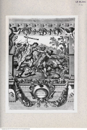 Vorderseite von  [http://creativecommons.org/publicdomain/mark/1.0/] "Storie di Romolo e Remo"Remus bekämpft die Viehdiebe (Bl. 2) - , bh367330. Foto.