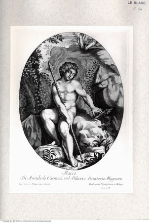Vorderseite von  [http://creativecommons.org/publicdomain/mark/1.0/] "Raccolta di pitture dipinte sul muro ne cammini che in varie case nobili di Bologna si trovano delineate e incise da Carlo Antonio Pisarri"Bacchus - , bh367352. Foto.