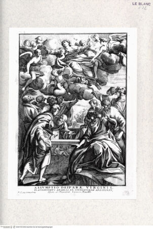 Vorderseite von  [http://creativecommons.org/publicdomain/mark/1.0/] Mariae Himmelfahrt (aus d. Serie von 40 Bl "Pitture scelte e dichiarate da Carla Caterina Patina", 1691) - , bh367353. Foto.