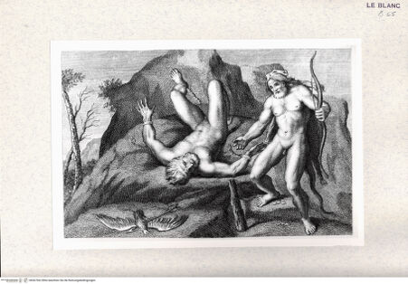 Vorderseite von  [http://creativecommons.org/publicdomain/mark/1.0/] Serie eines anonymen Stechers nach den Fresken der Galleria FarneseHerkules und Prometheus - , bh367362. Foto.