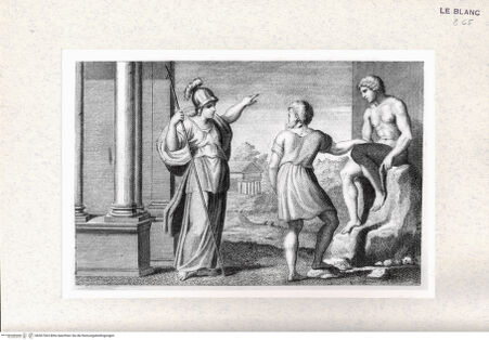 Vorderseite von  [http://creativecommons.org/publicdomain/mark/1.0/] Serie eines anonymen Stechers nach den Fresken der Galleria FarneseMinerva und Prometheus - , bh367363. Foto.