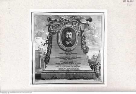 Vorderseite von  [http://creativecommons.org/publicdomain/mark/1.0/] Galleriae Farnesianae icones ... ab a. Carracio ... expressae ...das ist Abbildungen und Bilder in der Farnesische Galerie ...Grabmal des Annibale Carracci - , bh367388. Foto.