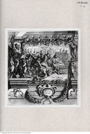 Vorderseite von  [http://creativecommons.org/publicdomain/mark/1.0/] "Storie di Romolo e Remo"Titus Tatius wird von den Laurentern getötet (Bl 10) - , bh367397. Foto.