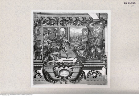 Vorderseite von  [http://creativecommons.org/publicdomain/mark/1.0/] "Storie di Romolo e Remo"Die Ermordung von König Amulius (Bl. 4) - , bh367399. Foto.