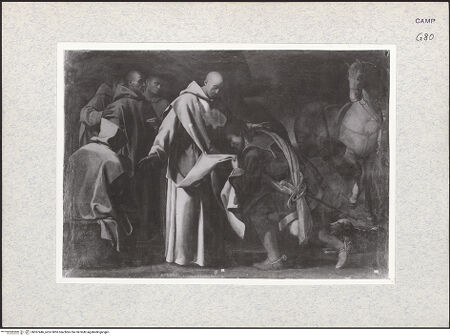 Vorderseite von Sopr. BAS NA [https://www.deutsche-digitale-bibliothek.de/content/lizenzen/rv-ez/] Heliger Bruno empfängt Roger von Sizilien - Gesamtansicht, bh367446_recto. Foto.