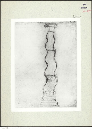 Vorderseite von Bibliotheca Hertziana [https://www.deutsche-digitale-bibliothek.de/content/lizenzen/rv-ez/] Codex Destailleur DSt. Peter: Eine gewirtelte Säule - , bh367986_recto. Foto.