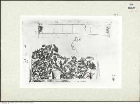 Vorderseite von Bibliotheca Hertziana [https://www.deutsche-digitale-bibliothek.de/content/lizenzen/rv-ez/] Codex Destailleur DS. Costanza: Nachzeichnung eines Mosaiks und S. Agnese: Maßskizze eines Säulenschafts - , bh367989_recto. Foto.