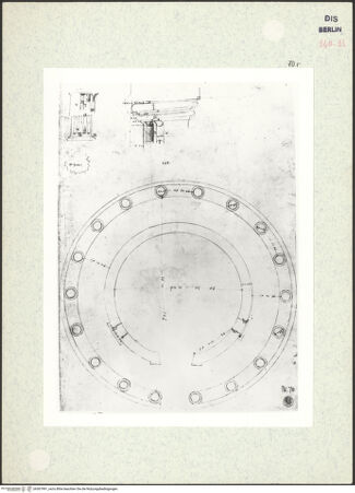 Vorderseite von Bibliotheca Hertziana [https://www.deutsche-digitale-bibliothek.de/content/lizenzen/rv-ez/] Codex Destailleur DTivoli: Vesta-Tempel: Grundriss - , bh367991_recto. Foto.