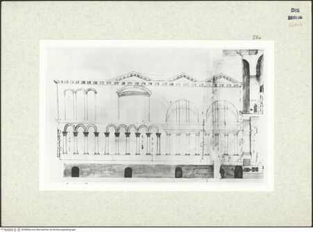 Vorderseite von Bibliotheca Hertziana [https://www.deutsche-digitale-bibliothek.de/content/lizenzen/rv-ez/] Codex Destailleur DCaracalla-Thermen: Schnitt durch Teile der Anlage mit der großen Rotunde - mittleres Teilblatt, bh368006_recto. Foto.