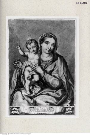 Vorderseite von  [http://creativecommons.org/publicdomain/mark/1.0/] Maria mit Kind, den Rosenkranz in der Hand haltend - , bh368380. Foto.