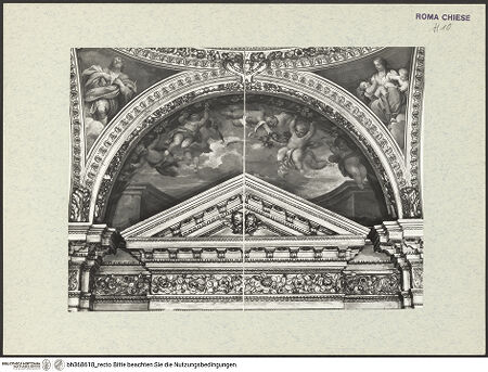 Vorderseite von ICCD [https://www.deutsche-digitale-bibliothek.de/content/lizenzen/rv-ez/] Leben und Verherrlichung der Heiligen Rosa von LimaPuttenreigen mit Rosen und Liliengirlande - Gesamtansicht, bh368618_recto. Foto.