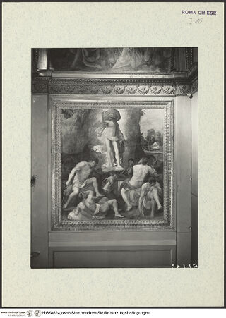 Vorderseite von ICCD [https://www.deutsche-digitale-bibliothek.de/content/lizenzen/rv-ez/] Innendekoration: Szenen aus dem leben Christi, Evangelisten, Sibyllen und ProphetenWandbilder - Seitenwand: Auferstehung Christi, bh368624_recto. Foto.