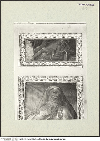 Vorderseite von ICCD [https://www.deutsche-digitale-bibliothek.de/content/lizenzen/rv-ez/] Innendekoration: Szenen aus dem leben Christi, Evangelisten, Sibyllen und ProphetenEingangsarkade: Bildfelder und Bogenlaibung mit Darstellungen von Propheten - Eingangsarkade: Bogenlaibung; Detail: Bildfelder mit Propheten, bh368626_recto. Foto.