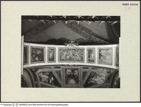 Vorderseite von ICCD [https://www.deutsche-digitale-bibliothek.de/content/lizenzen/rv-ez/] Innendekoration: Szenen aus dem leben Christi, Evangelisten, Sibyllen und ProphetenEingangsarkade: Bildfelder und Bogenlaibung mit Darstellungen von Propheten - Eingangsarkade: Bogenlaibung, bh368632_recto. Foto.