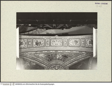 Vorderseite von ICCD [https://www.deutsche-digitale-bibliothek.de/content/lizenzen/rv-ez/] Santa Maria sopra MinervaCappella Caffarelli - Eingangsarkade, Bogenlaibung, bh368638_recto. Foto.