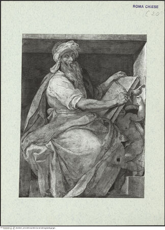 Vorderseite von ICCD [https://www.deutsche-digitale-bibliothek.de/content/lizenzen/rv-ez/] Szenen aus der Geschichte des heiligen Kreuzes und des OratoriumsPropheten und Sibyllen - Prophet; nach der Restaurierung von 1963-64, bh369381_recto. Foto.